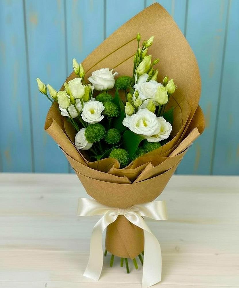 Букет цветов из: Хризантемы и Лизиантусы в Советске Тульской области