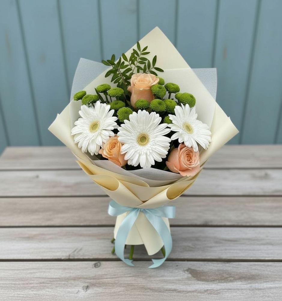 Букет цветов из: Герберы, Розы и Хризантемы в Советске Тульской области