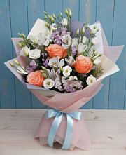 Букет цветов из:  Лизиантусы, Розы, Альстромерии и Гипсофила #REPLACE_PRED# Советске Тульской области