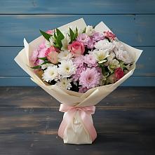 Букет цветов из:  Хризантемы, Альстромерии и Розы в Советске Тульской области