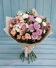 Букет цветов из:  Хризантемы, Розы и Альстромерии в Советске Тульской области