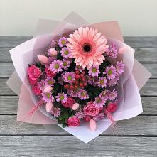 Букет цветов из:  Розы, Герберы и Хризантемы в Советске Тульской области