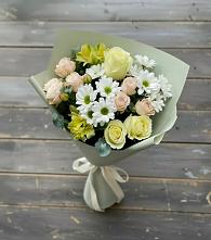 Букет цветов из:  Альстромерии, Розы и Хризантемы в Советске Тульской области